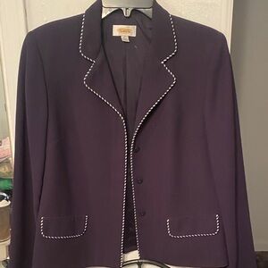 Chico's Dark Blue Blazer with White Piping
